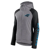 Women's Fanatics  Heather Gray/College Black Carolina Panthers Blind Side Lightweight Full-Zip Hoodie