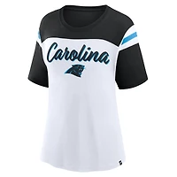 Women's Fanatics White/Black Carolina Panthers Cheer Chant Fashion Crop Top