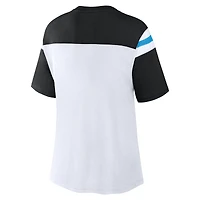 Women's Fanatics White/Black Carolina Panthers Cheer Chant Fashion Crop Top