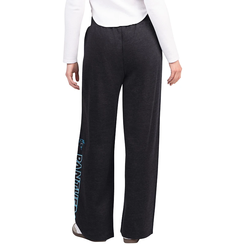 Women's G-III 4Her by Carl Banks Black Carolina Panthers Field Wide Leg Sweatpants