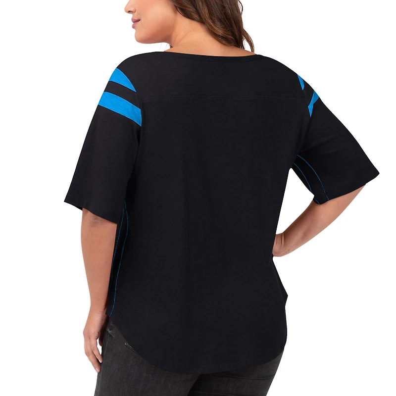 T-shirt Linebacker G-III 4Her by Carl Banks Black Carolina Panthers pour femme