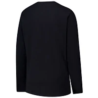 Women's G-III 4Her by Carl Banks Black Carolina Panthers Post Season Long Sleeve V-Neck T-Shirt