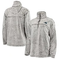 Veste pull-over à fermeture éclair quart de zip G-III 4Her pour femme par Carl Banks, grise, Carolina Panthers, en sherpa.