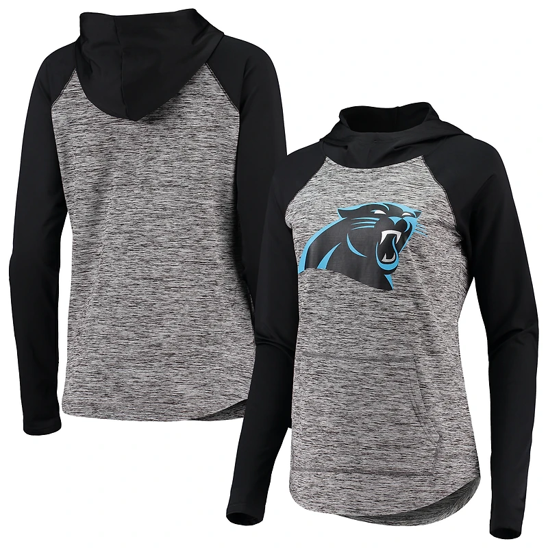 Sweat à capuche G-III 4Her pour femme par Carl Banks, gris chiné/noir, avec bague de championnat des Panthers la Caroline.