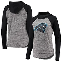 Sweat à capuche G-III 4Her pour femme par Carl Banks, gris chiné/noir, avec bague de championnat des Panthers la Caroline.