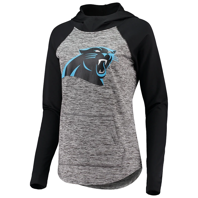 Sweat à capuche G-III 4Her pour femme par Carl Banks, gris chiné/noir, avec bague de championnat des Panthers la Caroline.
