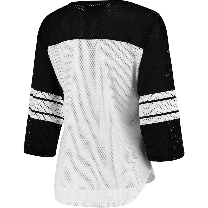 T-shirt en maille à manches 3/4 G-III 4Her par Carl Banks pour femmes, blanc/noir, première équipe des Panthers de la Caroline