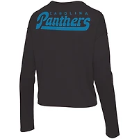 Women's Junk Food Black Carolina Panthers Pocket Thermal Long Sleeve T-Shirt
