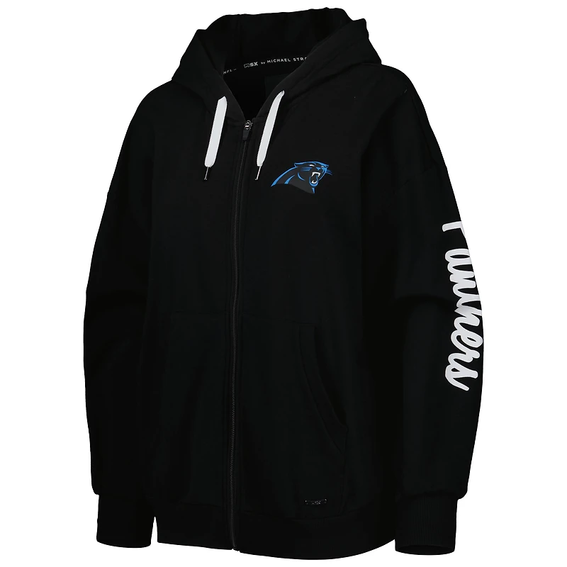 MSX by Michael Strahan Black Carolina Panthers Emerson Sweat à capuche léger entièrement zippé pour femme