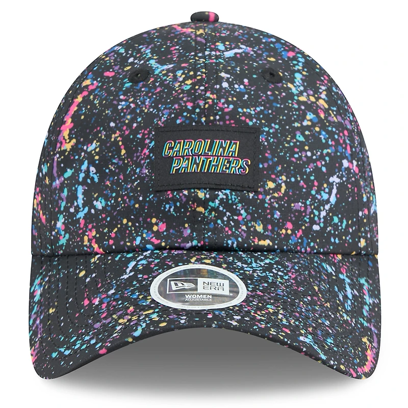 Casquette ajustable à queue de cheval NFL Crucial Catch 2025 des Carolina Panthers de New Era pour femme, noire