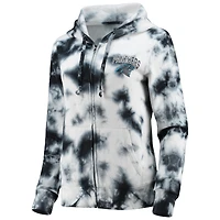 Chandail à capuchon entièrement zippé en molleton noir Carolina Panthers New Era pour femme
