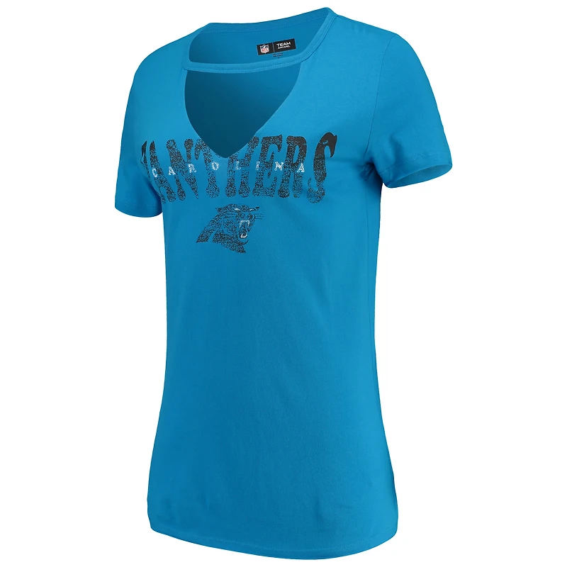 Women's New Era Blue Carolina Panthers Baby Jersey V-Neck Choker T-Shirt