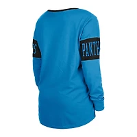 T-shirt à manches longues et col cranté des Carolina Panthers New Era pour femme, bleu