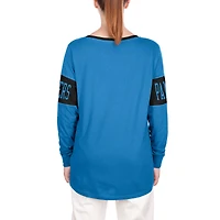T-shirt à manches longues et col cranté des Carolina Panthers New Era pour femme, bleu