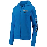 Sweat à capuche entièrement zippé New Era Carolina Panthers Reverse pour femme, bleu