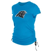 T-shirt froncé sur le côté des Carolina Panthers New Era pour femme bleu