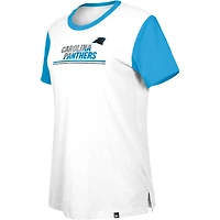 T-shirt à couleurs contrastées Third Down des Panthers de la Caroline New Era blanc/bleu pour femme
