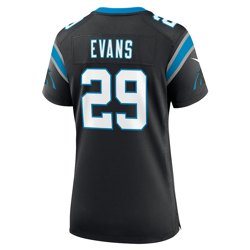 Maillot Nike Akayleb Evans noir pour femme, équipe des Carolina Panthers