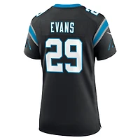 Maillot Nike Akayleb Evans noir pour femme, équipe des Carolina Panthers