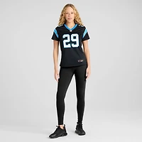 Maillot Nike Akayleb Evans noir pour femme, équipe des Carolina Panthers