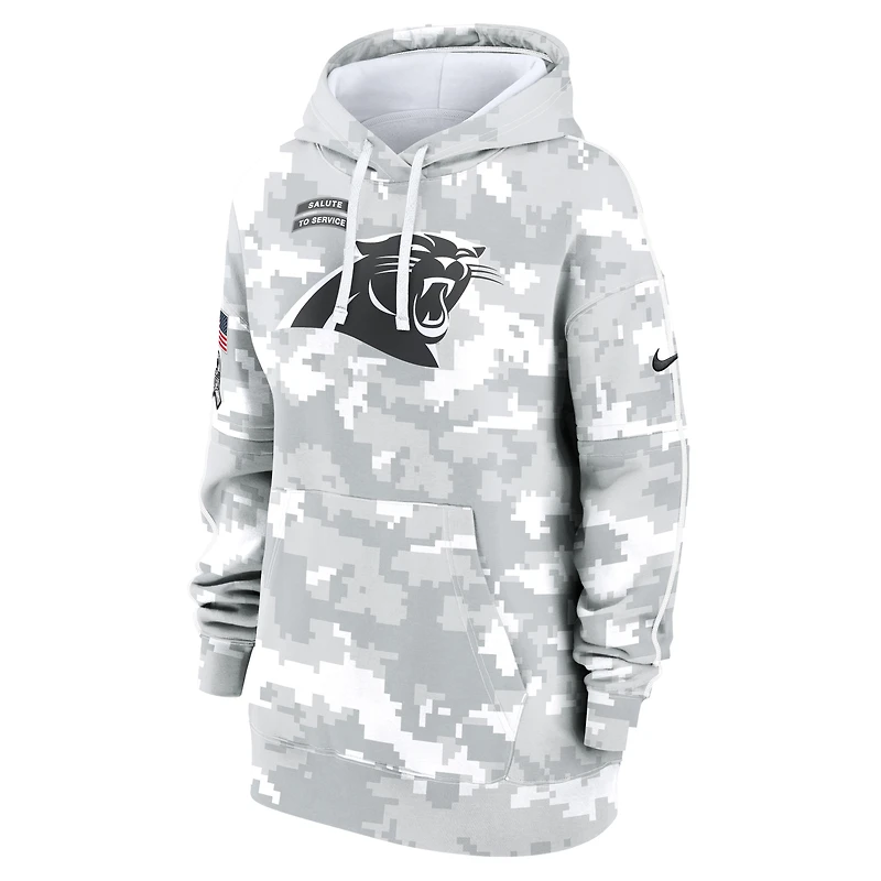 Sweat à capuche surdimensionné en polaire Nike Arctic Camo Carolina Panthers 2024 Salute To Service Club pour femme