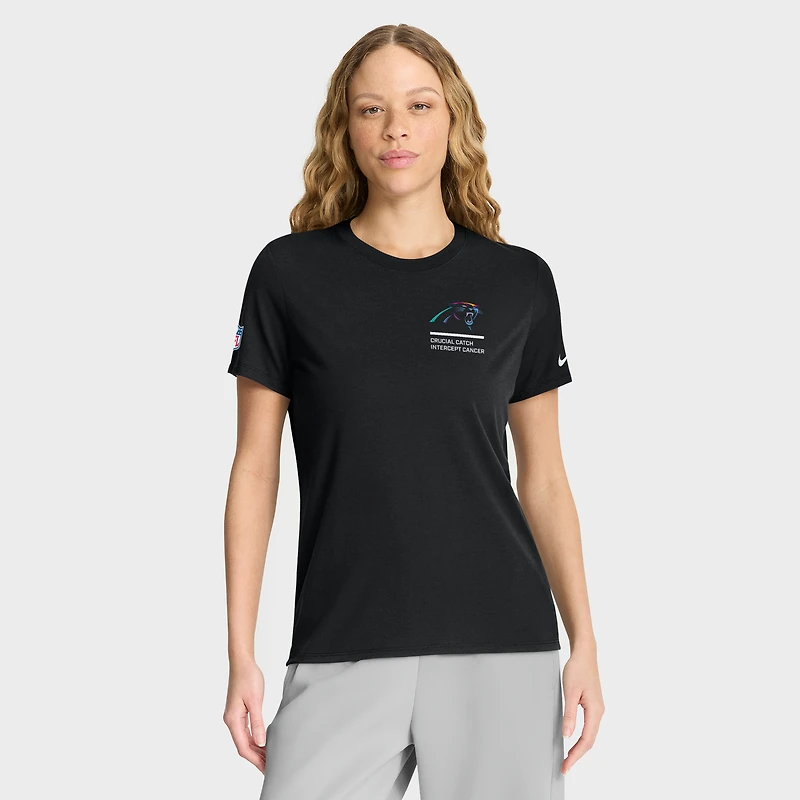 Women's Nike Black Carolina Panthers 2025 NFL Crucial Catch Tri-Blend Dri-FIT T-Shirt