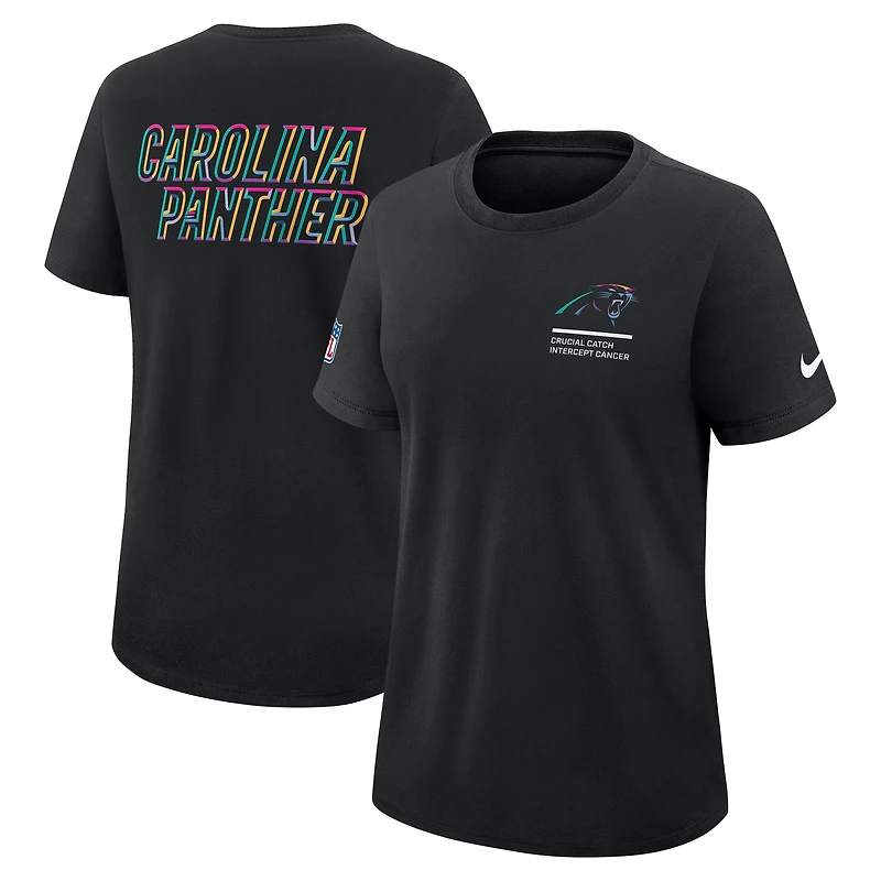 T-shirt Nike noir Carolina Panthers 2025 NFL Crucial Catch Tri-Blend Dri-FIT pour femme