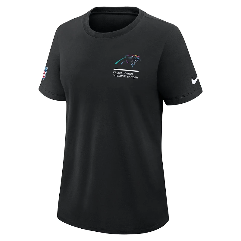 T-shirt Nike noir Carolina Panthers 2025 NFL Crucial Catch Tri-Blend Dri-FIT pour femme