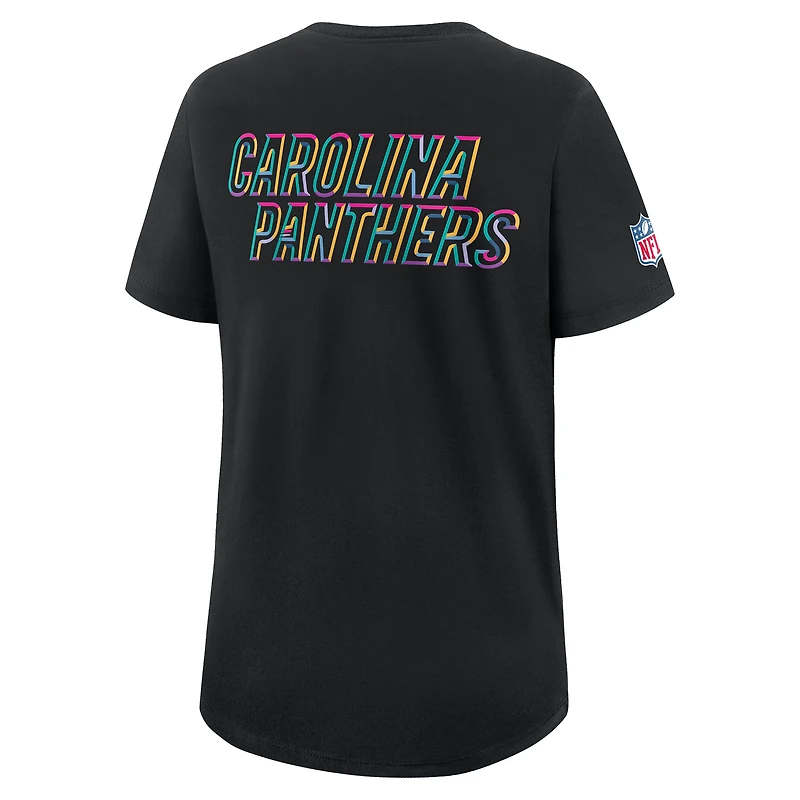 T-shirt Nike noir Carolina Panthers 2025 NFL Crucial Catch Tri-Blend Dri-FIT pour femme