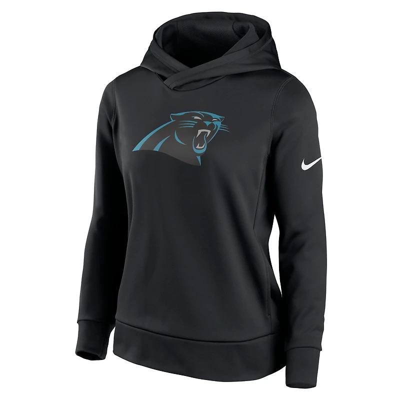 Haut à capuche léger et performant des Panthers de la Caroline noirs pour femme Nike