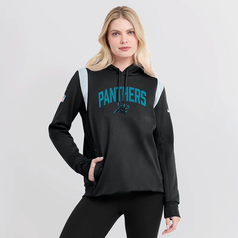 Women's Nike Black Carolina Panthers Sideline Stack Performance Pullover Hoodie
