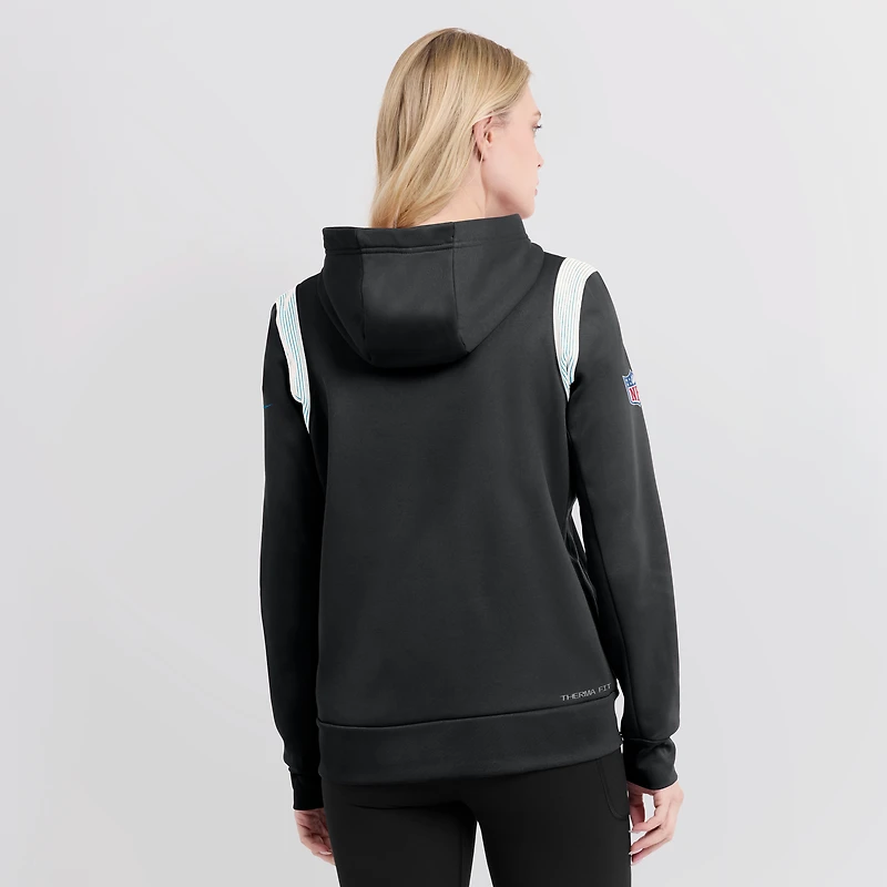 Women's Nike Black Carolina Panthers Sideline Stack Performance Pullover Hoodie