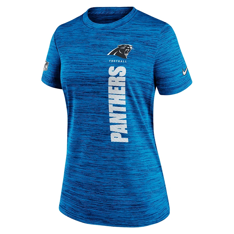 T-shirt Nike bleu Carolina Panthers Sideline Velocity Dri-FIT pour femme