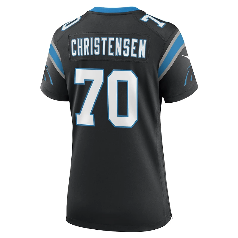 Maillot de match d'équipe des Panthers la Caroline noirs Brady Christensen Nike pour femme