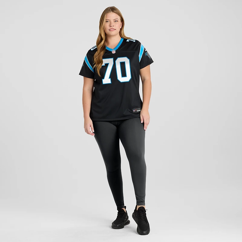 Maillot de match d'équipe des Panthers la Caroline noirs Brady Christensen Nike pour femme