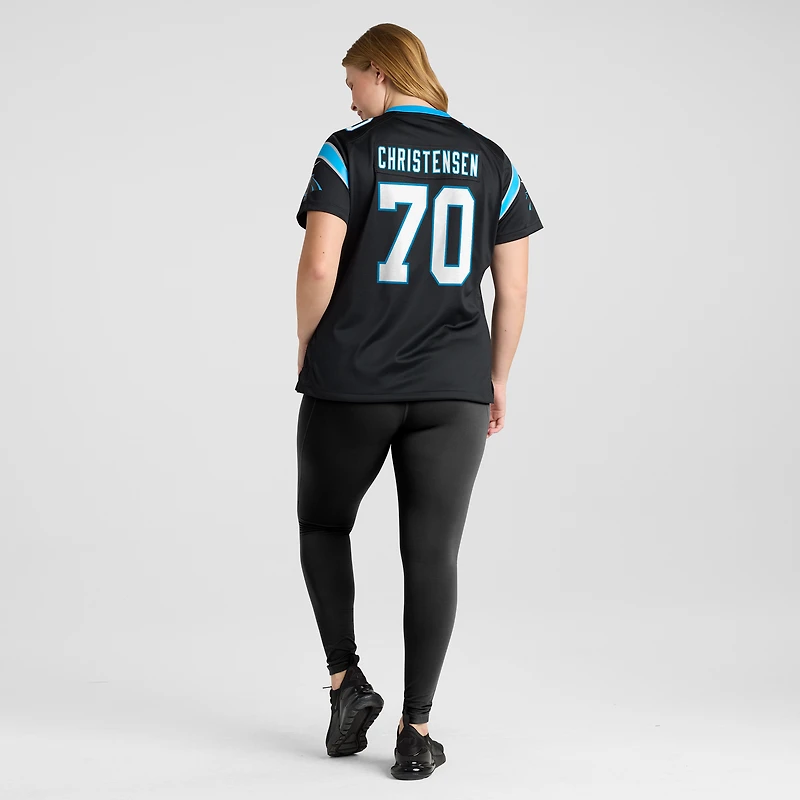 Maillot de match d'équipe des Panthers la Caroline noirs Brady Christensen Nike pour femme