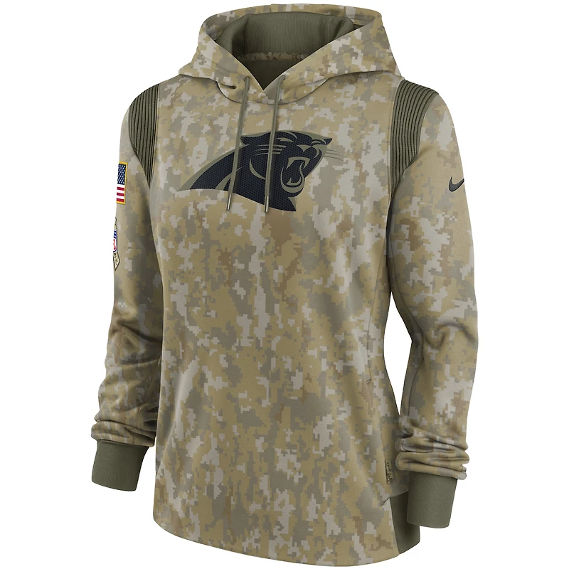 Nike Camo Carolina Panthers 2021 Salute To Service pour femme - Therma Performance Pullover Hoodie