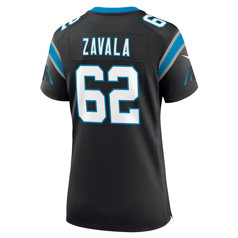 Maillot de match Nike Chandler Zavala noir pour femme des Carolina Panthers