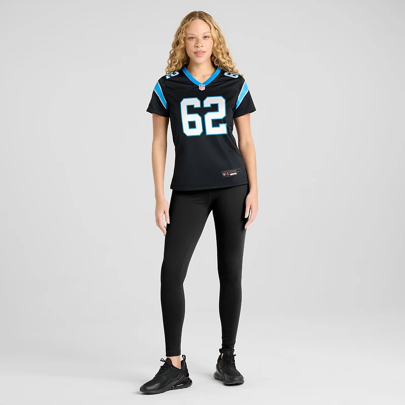 Maillot de match Nike Chandler Zavala noir pour femme des Carolina Panthers