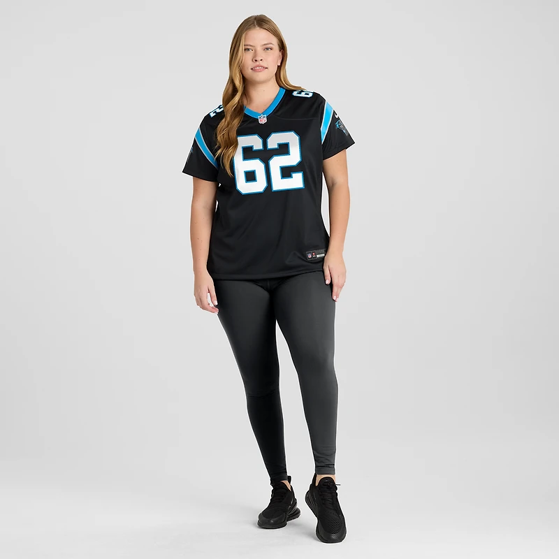 Maillot de match Nike Chandler Zavala noir pour femme des Carolina Panthers