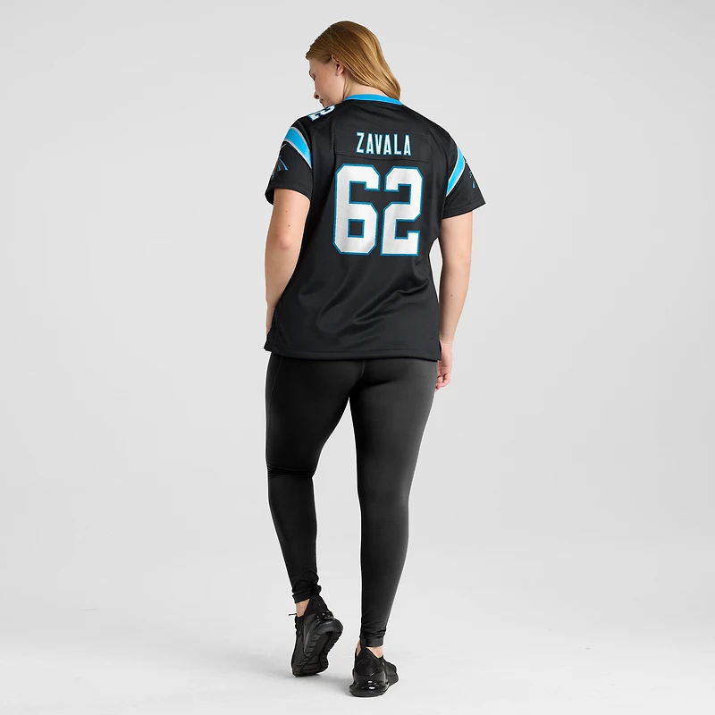 Maillot de match Nike Chandler Zavala noir pour femme des Carolina Panthers