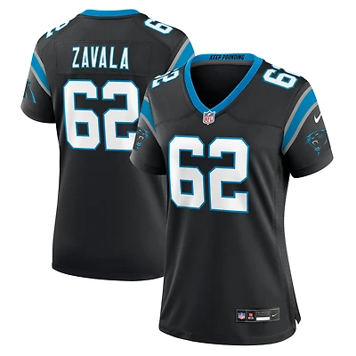 Maillot de match Nike Chandler Zavala noir pour femme des Carolina Panthers