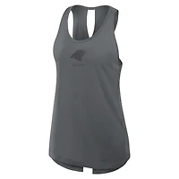 Women's Nike Charcoal Carolina Panthers Glory Open-Back Crisscross Dri-FIT Tank Top