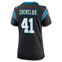 Maillot de match l'équipe Nike Claudin Cherelus des Panthers la Caroline noirs pour femmes