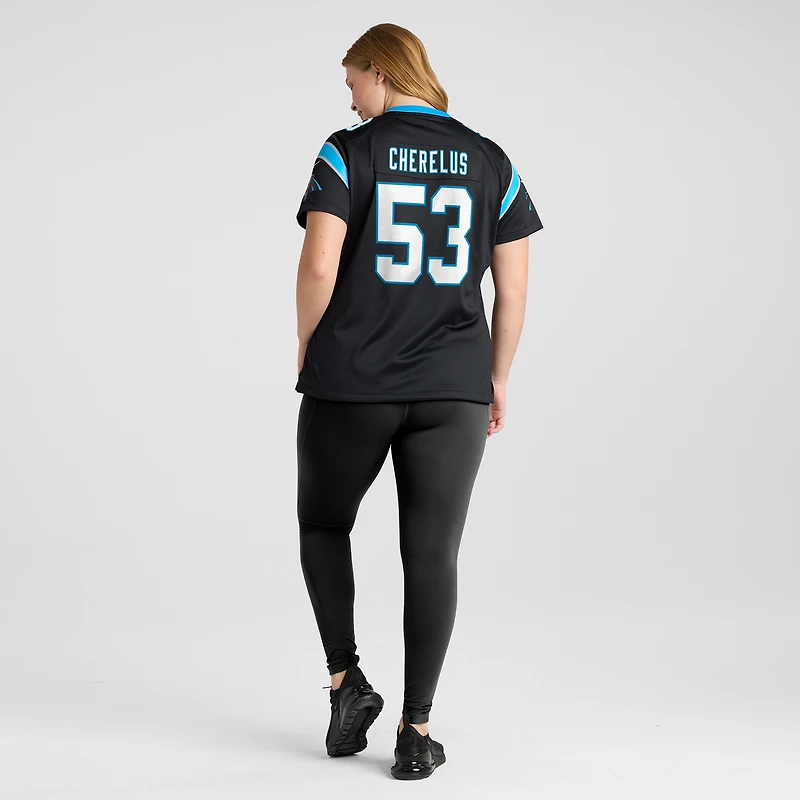 Maillot de match l'équipe Nike Claudin Cherelus des Panthers la Caroline noirs pour femmes