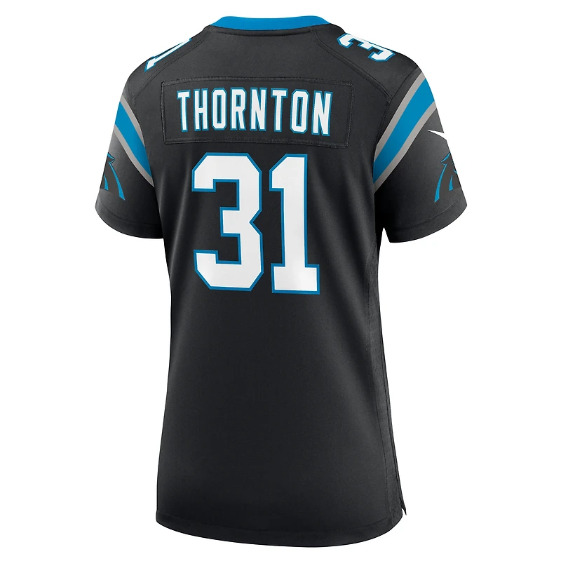 Maillot de match Nike Corey Thornton noir pour femme des Carolina Panthers