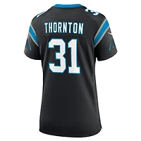 Maillot de match Nike Corey Thornton noir pour femme des Carolina Panthers