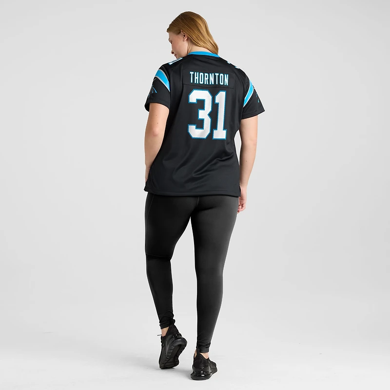 Maillot de match Nike Corey Thornton noir pour femme des Carolina Panthers