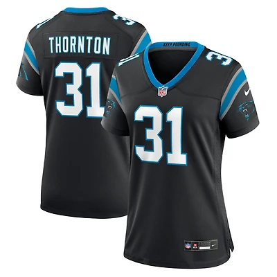 Maillot de match Nike Corey Thornton noir pour femme des Carolina Panthers