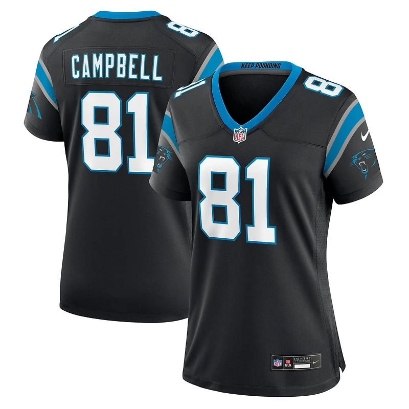 Maillot Nike Dalevon Campbell noir pour femme des Carolina Panthers